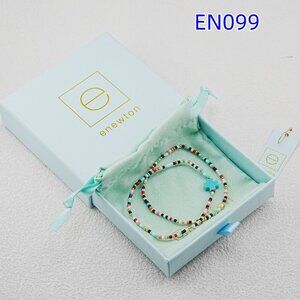 Enewton Colorful Glass Tube Bead Blue Cross Bracelet